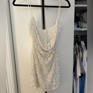 Retrofete White Draped Embellished Mini Dress - never worn